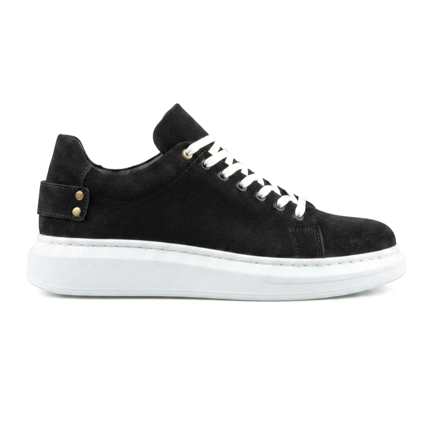 ZRK-X047 Premium Yüksek Kalite Kalın Taban Siyah Beyaz Süet Günlük Erkek Sneaker