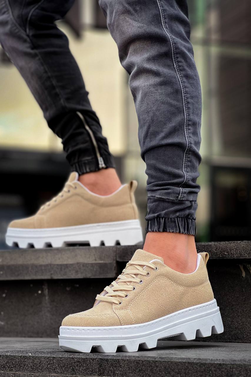 ZRK-X056 Premium Traktör Taban Bej Süet Erkek Spor Ayakkabı