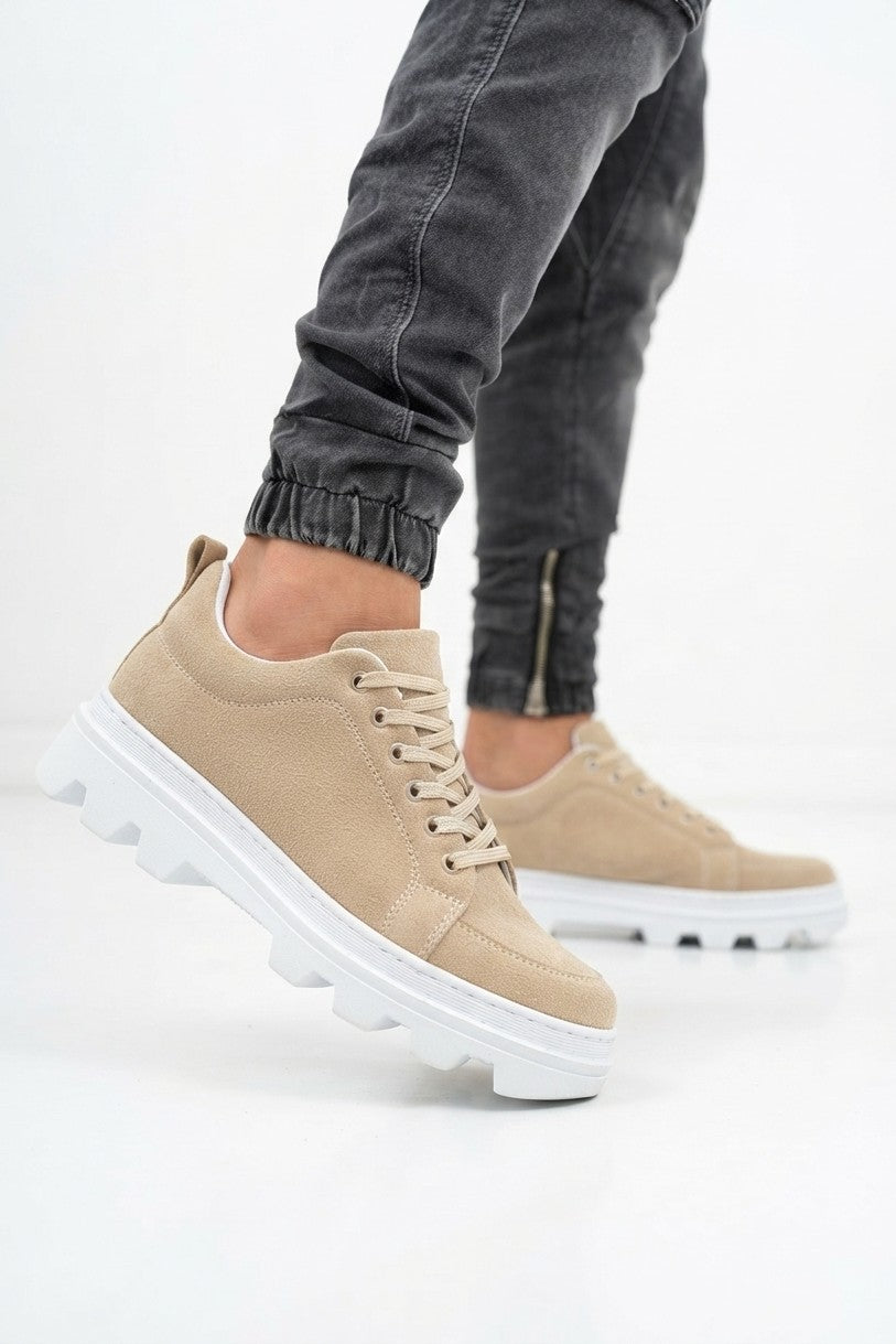 ZRK-X056 Premium Traktör Taban Bej Süet Erkek Spor Ayakkabı