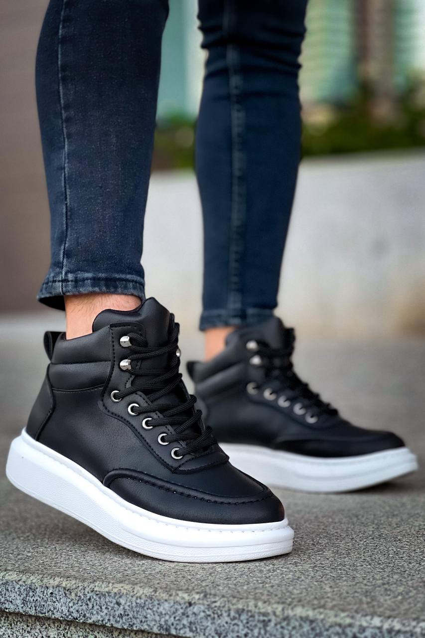 ZRK-X0994 Premium Black and White High-Sole Men's Lace-Up Sport Boot