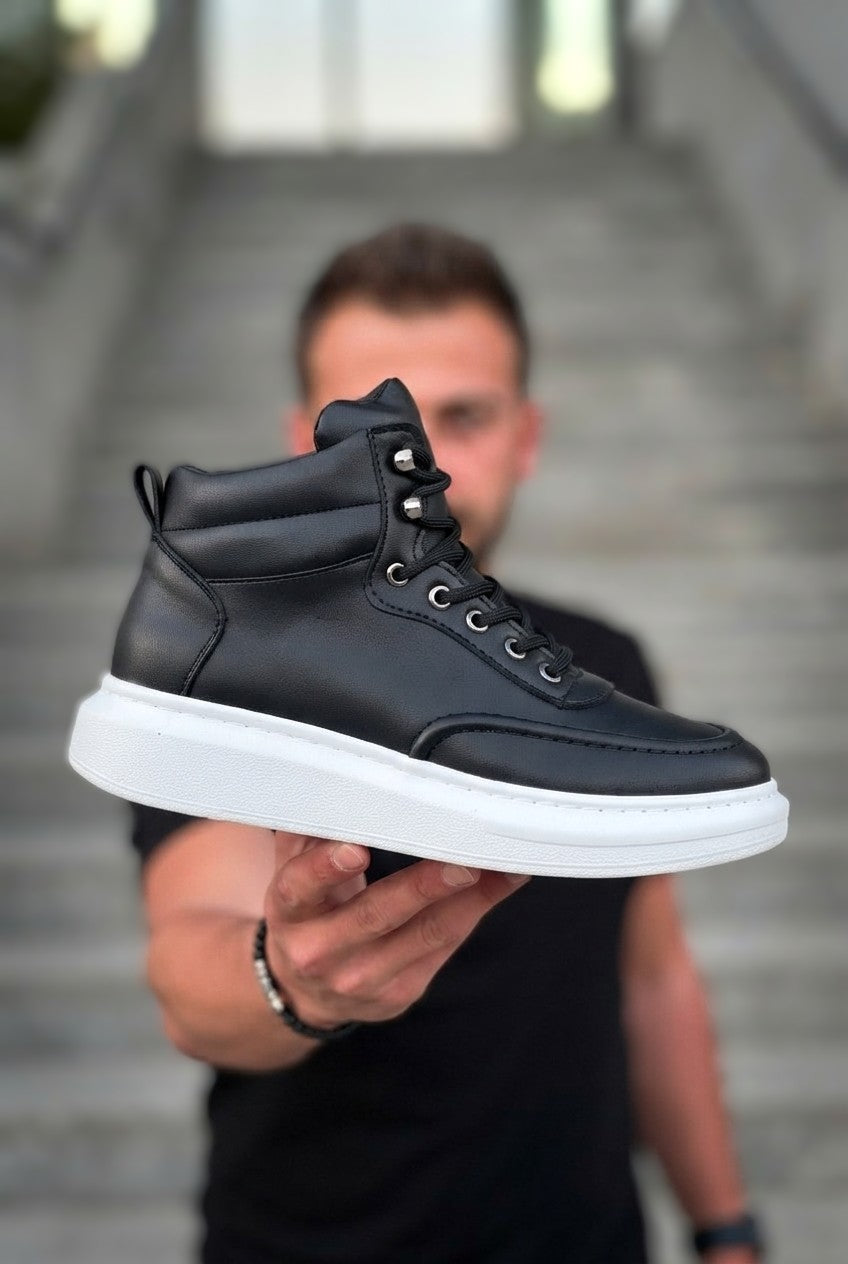 ZRK-X0994 Premium Black and White High-Sole Men's Lace-Up Sport Boot