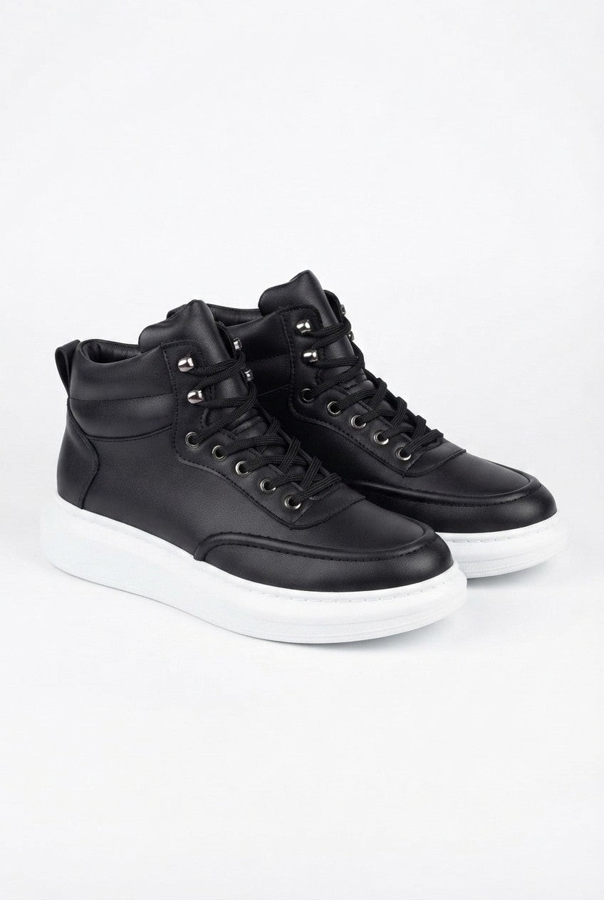 ZRK-X0994 Premium Black and White High-Sole Men's Lace-Up Sport Boot