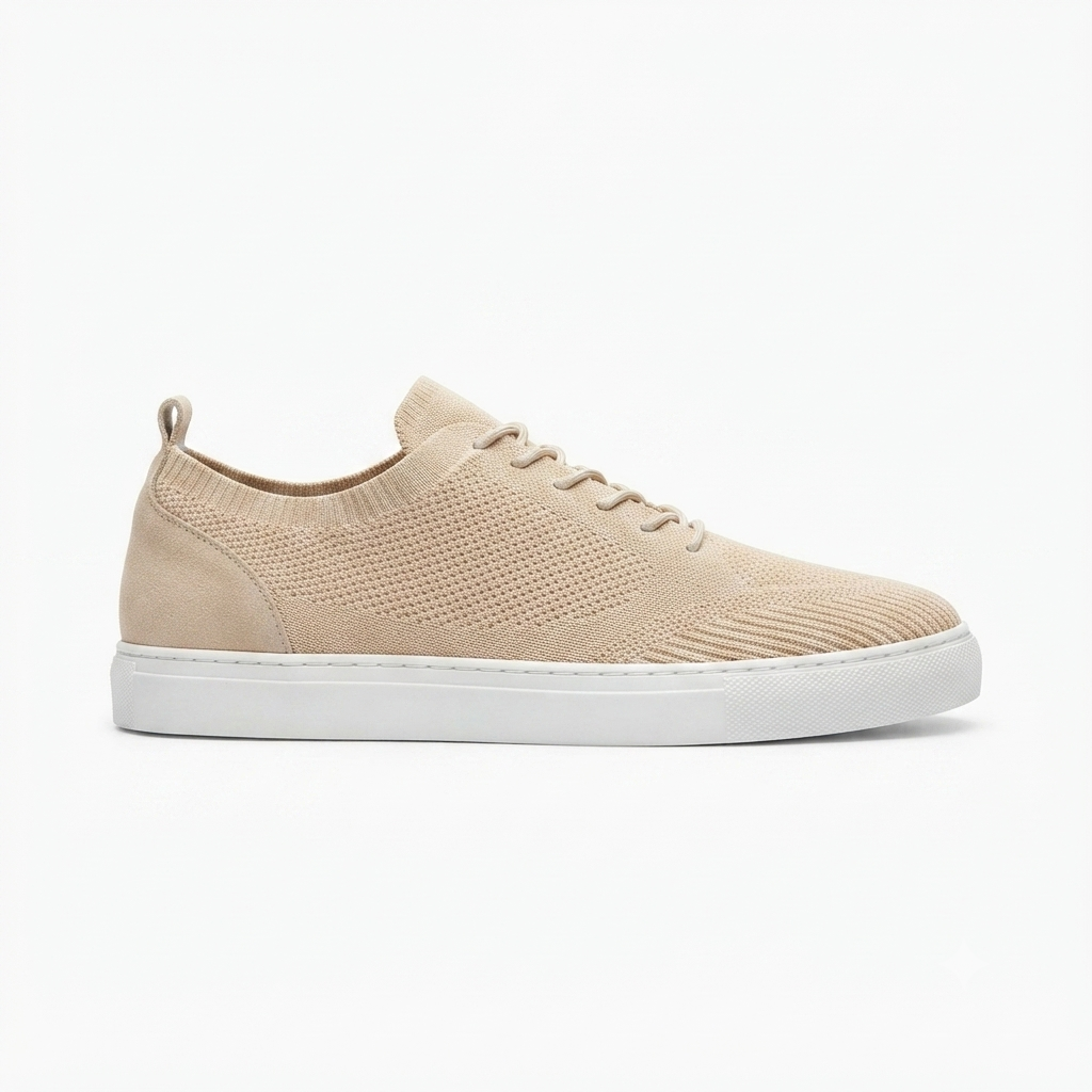 ZRK-X101 Premium Nefes Alan Bej Triko Bağcıklı Günlük Erkek Sneaker