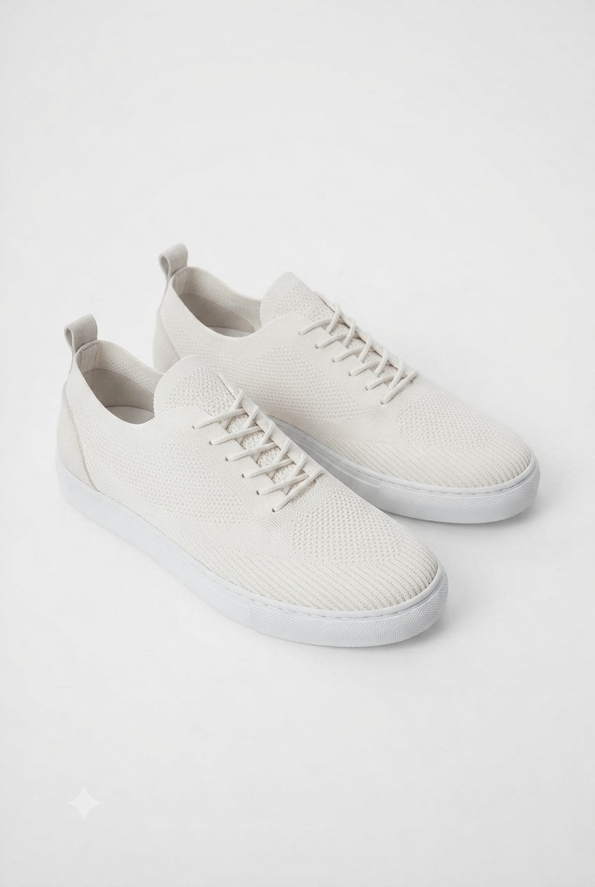 ZRK-X101 Premium Nefes Alan Beyaz Triko Bağcıklı Günlük Erkek Sneaker