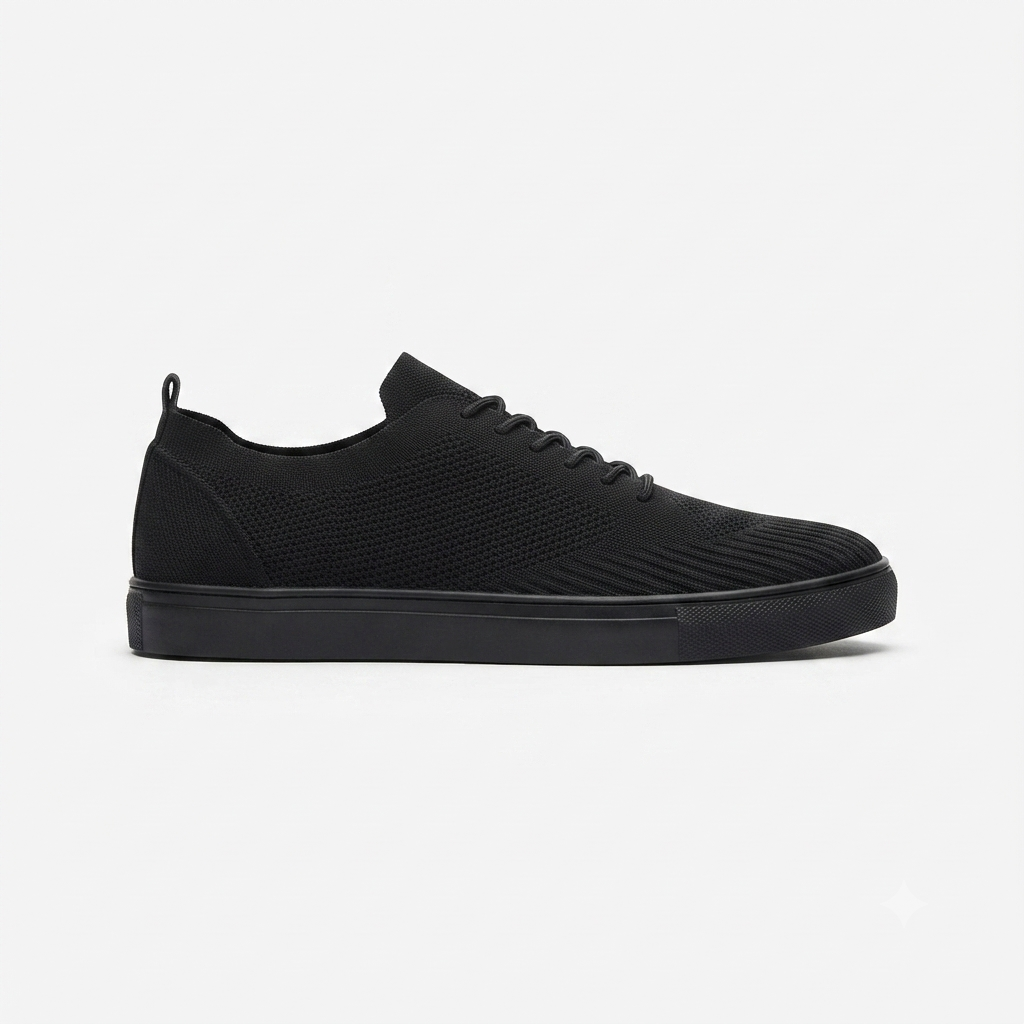 ZRK-X101 Premium Nefes Alan Siyah Triko Bağcıklı Günlük Erkek Sneaker