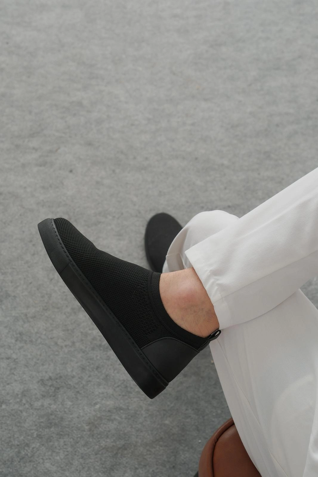 ZRK-106 Premium Rahat Slip-On Bağcıksız Triko Erkek Ayakkabı Siyah
