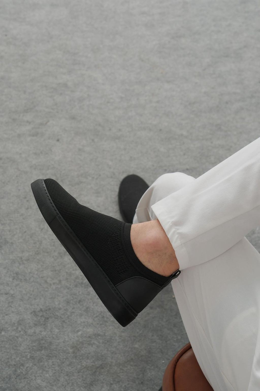 ZRK-X106 Premium Rahat Slip-On Bağcıksız Nefes Alan Triko Erkek Ayakkabı Siyah