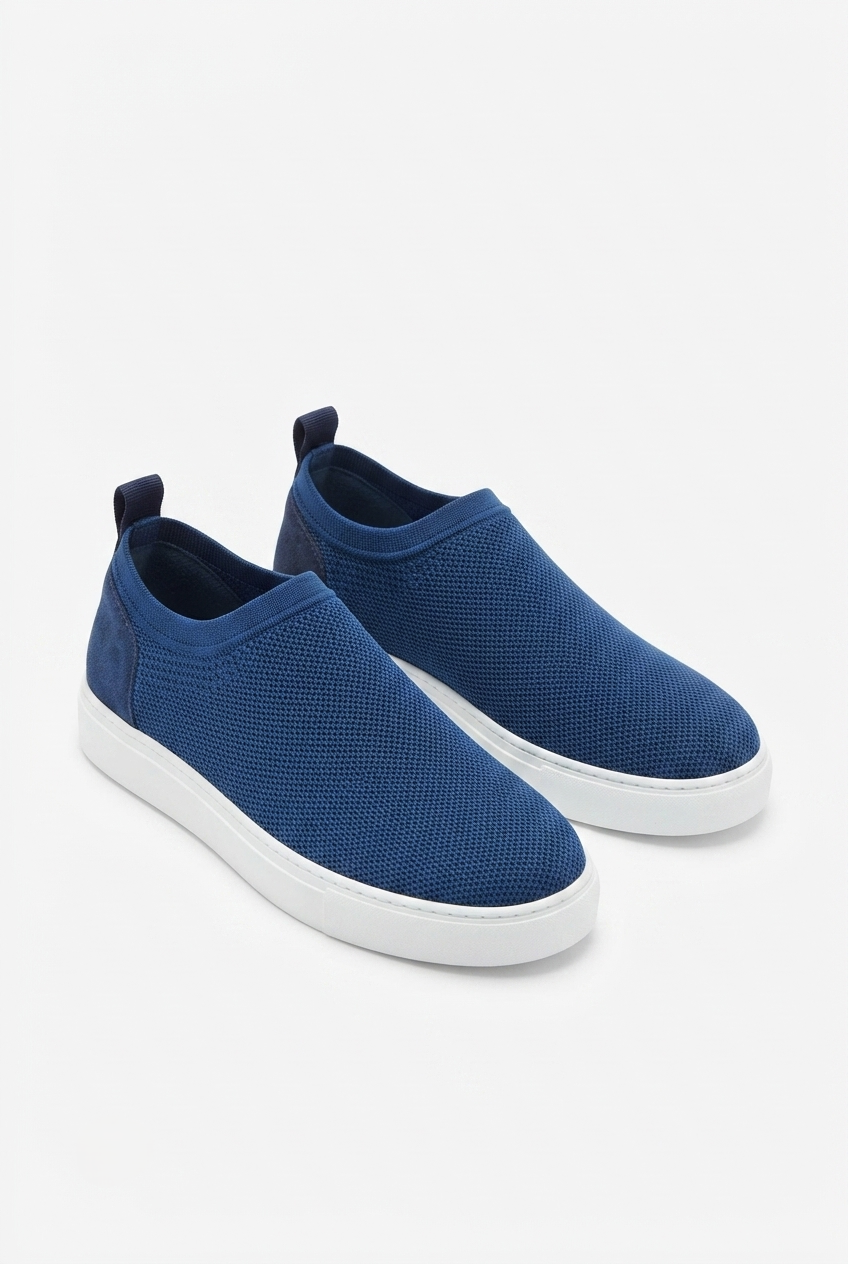 ZRK-X106 Premium Rahat Slip-On Bağcıksız Nefes Alan Triko Erkek Ayakkabı Lacivert