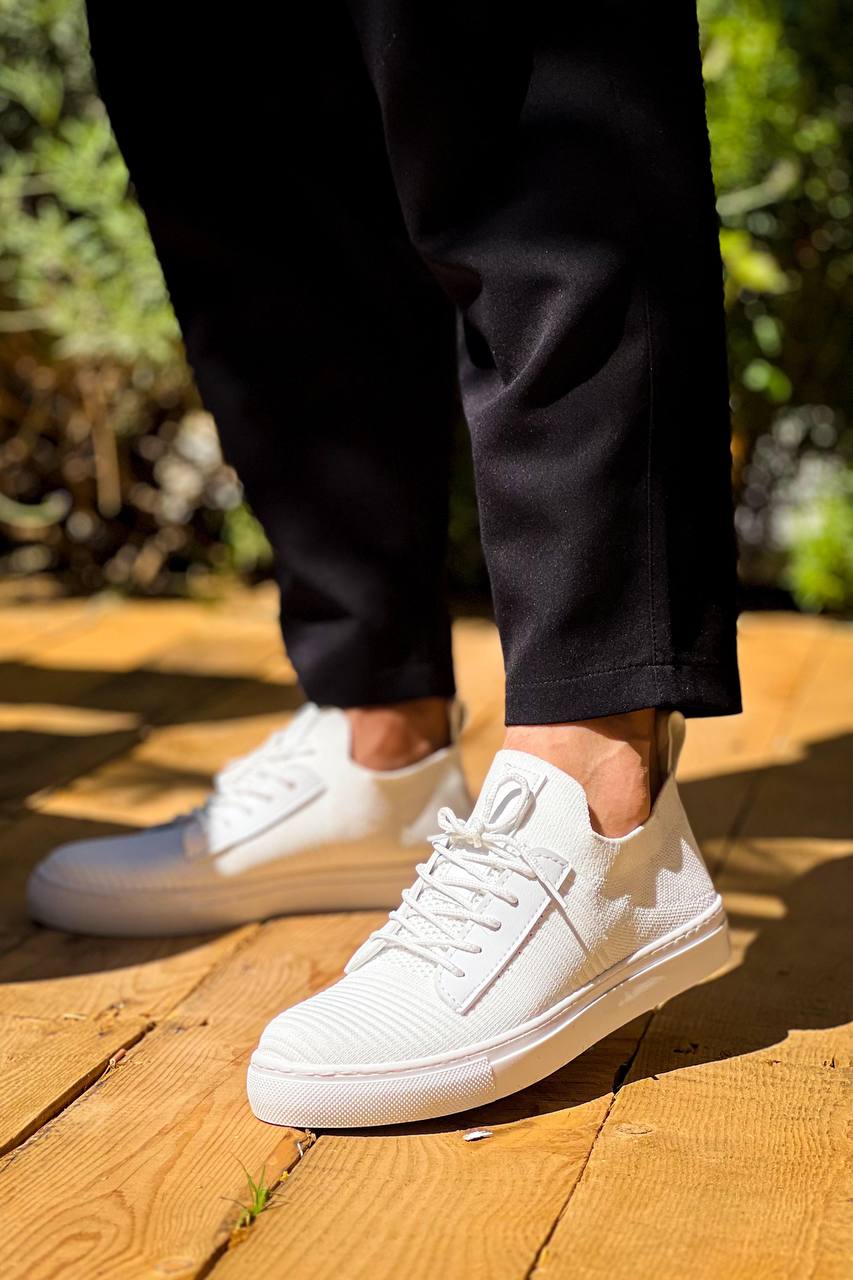 ZRK-X110 Premium Rahat Slip-On Bağcıksız Nefes Alan Triko Erkek Ayakkabı Beyaz