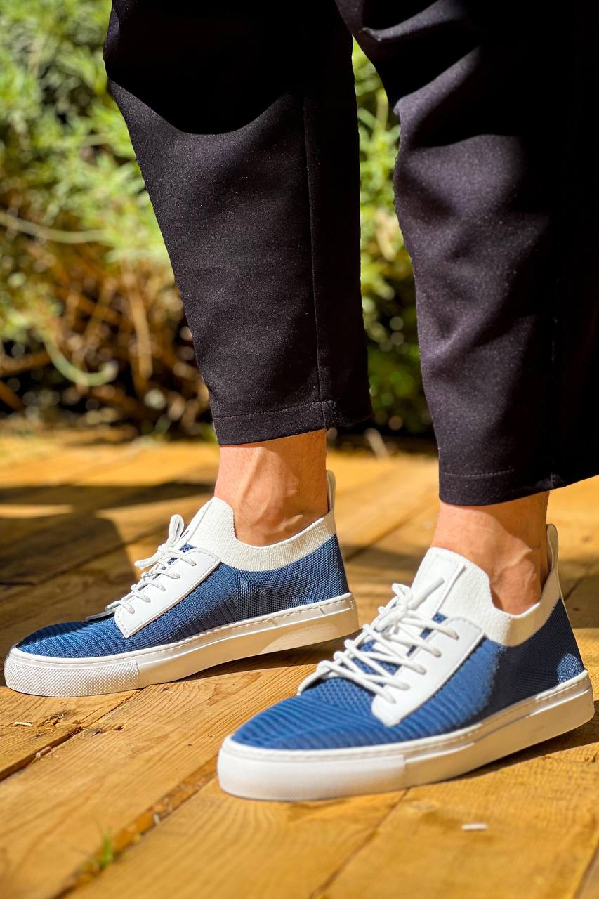 ZRK-X110 Premium Rahat Slip-On Bağcıksız Nefes Alan Triko Erkek Ayakkabı Mavi