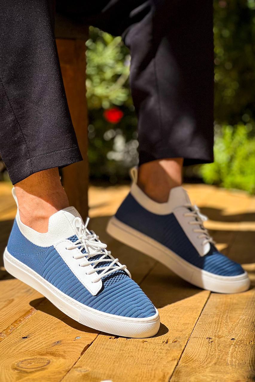 ZRK-X110 Premium Rahat Slip-On Bağcıksız Nefes Alan Triko Erkek Ayakkabı Mavi
