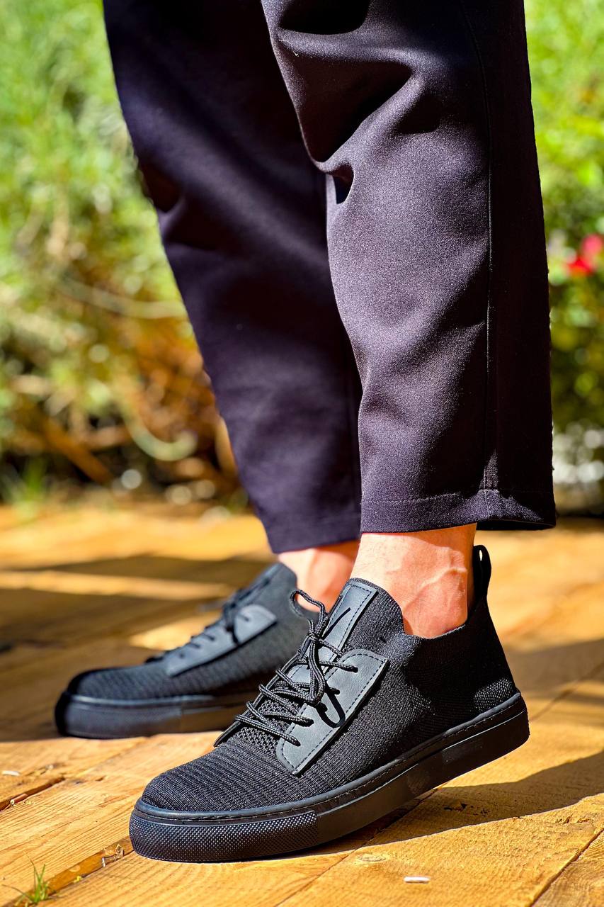 ZRK-X110 Premium Rahat Slip-On Bağcıksız Nefes Alan Triko Erkek Ayakkabı Siyah