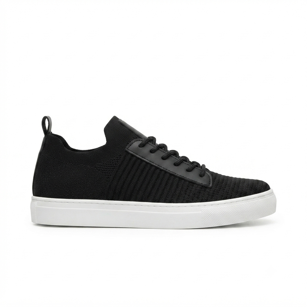 ZRK-X110 Premium Rahat Slip-On Bağcıksız Nefes Alan Triko Erkek Ayakkabı Siyah Beyaz