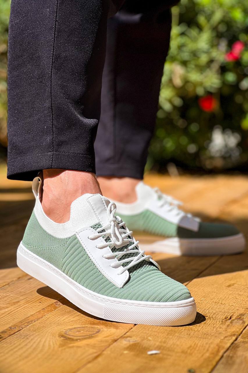 ZRK-X110 Premium Rahat Slip-On Bağcıksız Nefes Alan Triko Erkek Ayakkabı Yeşil