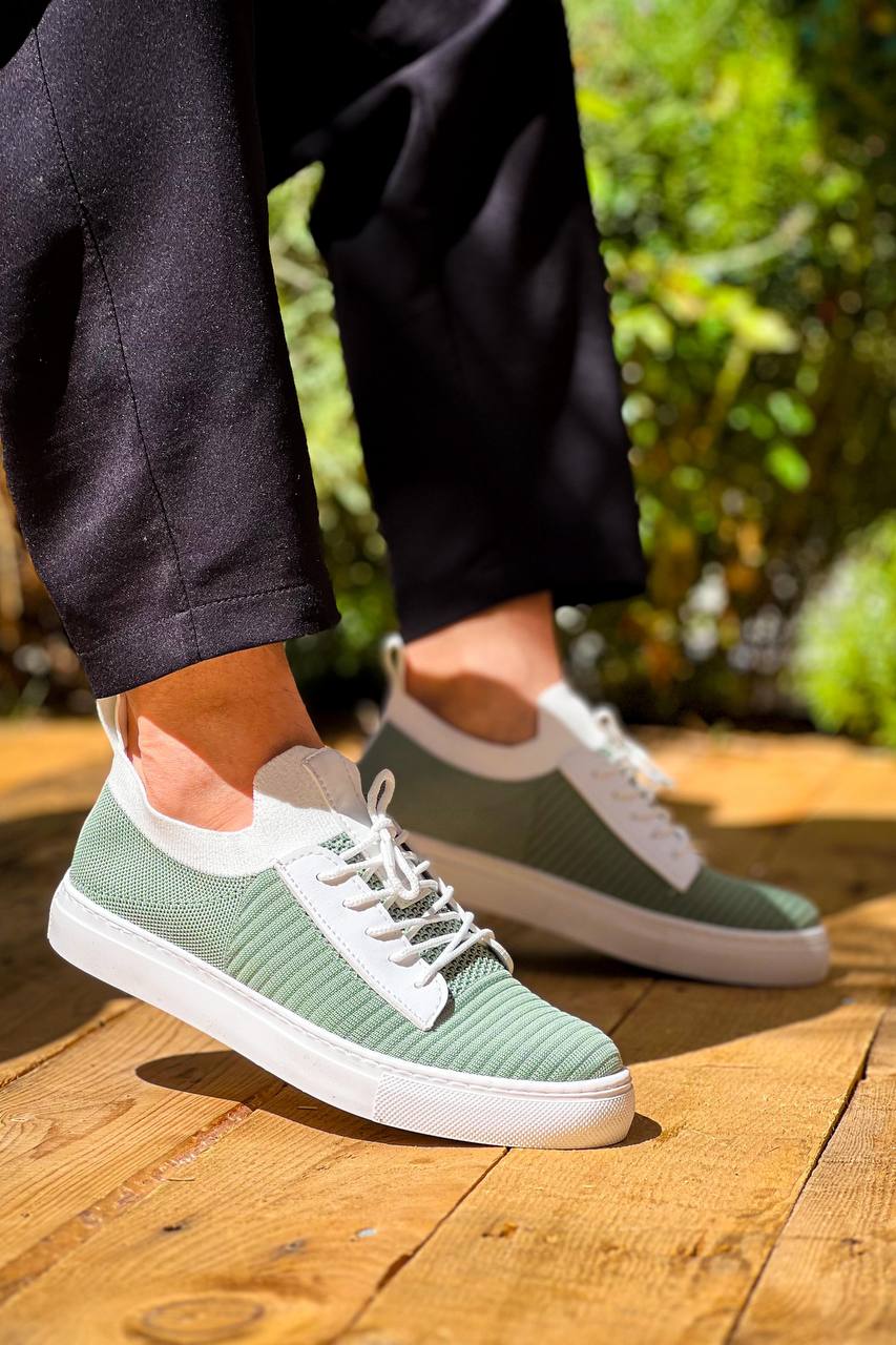 ZRK-X110 Premium Rahat Slip-On Bağcıksız Nefes Alan Triko Erkek Ayakkabı Yeşil