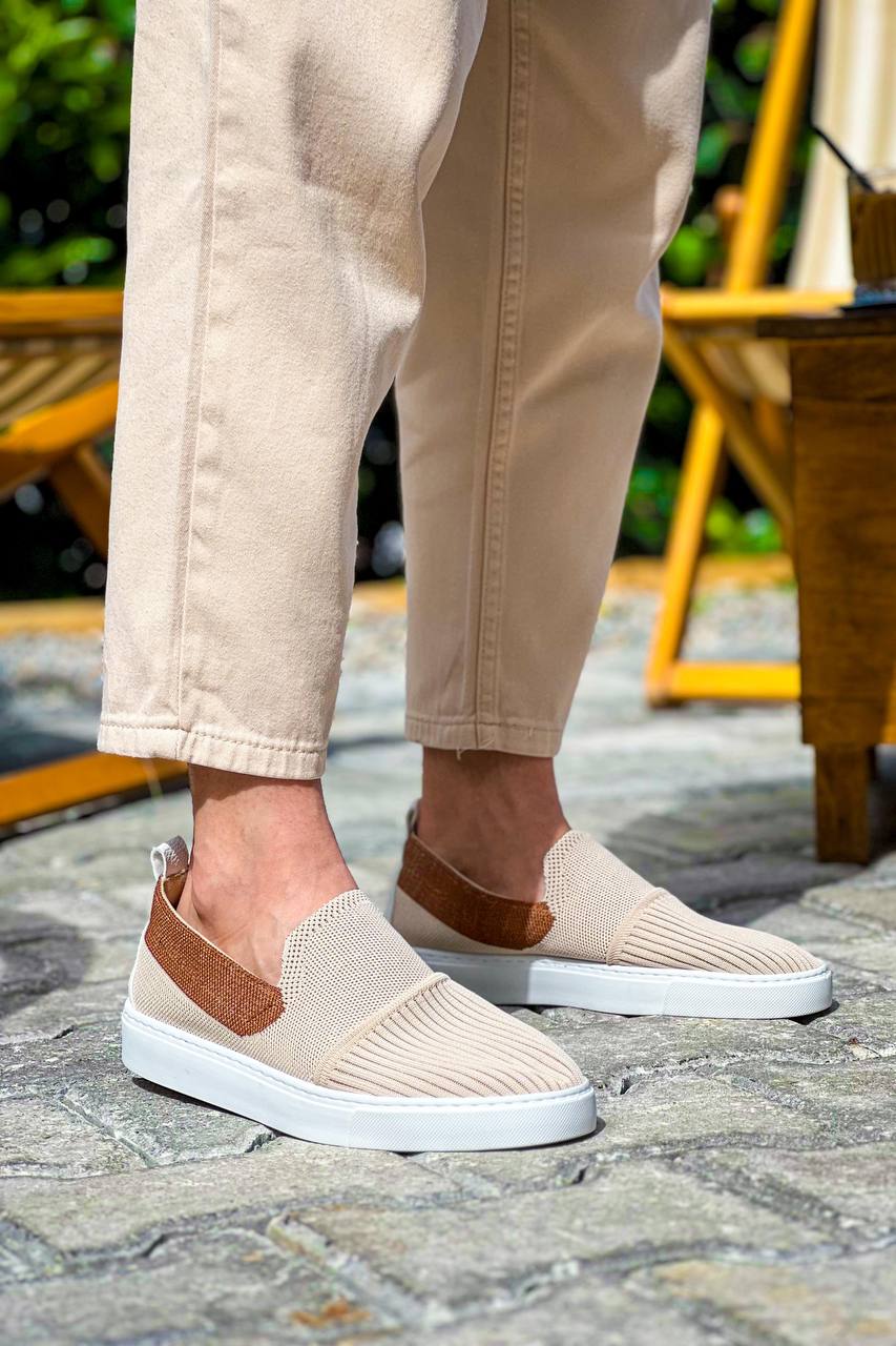ZRK-114 Premium Bej Taba Triko Nefes Alan Ortopedik Bağcıksız Erkek Espadril