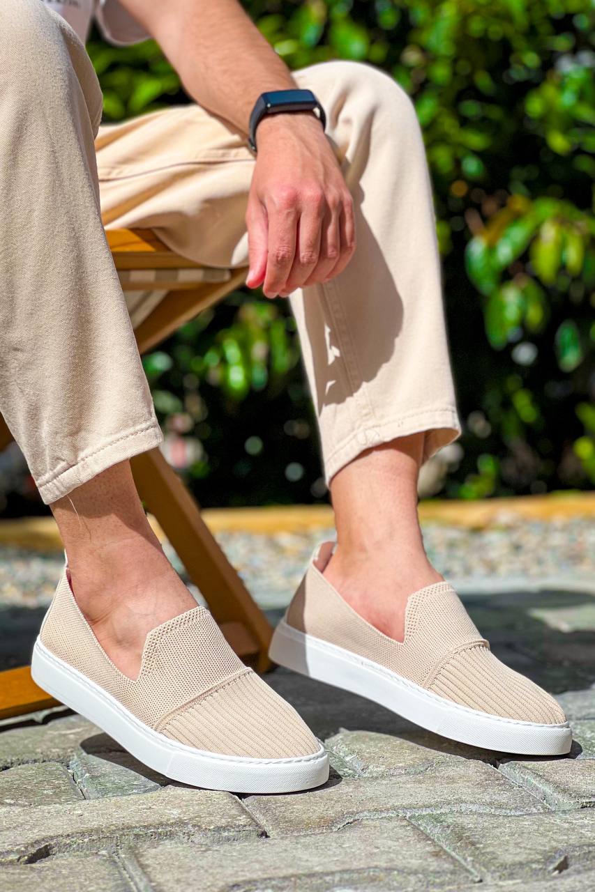 ZRK-114 Premium Bej Triko Nefes Alan Ortopedik Bağcıksız Erkek Espadril