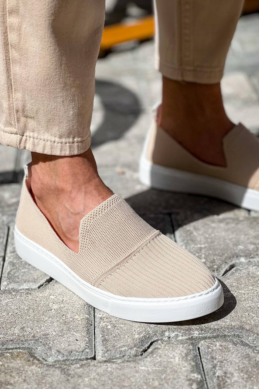 ZRK-114 Premium Bej Triko Nefes Alan Ortopedik Bağcıksız Erkek Espadril