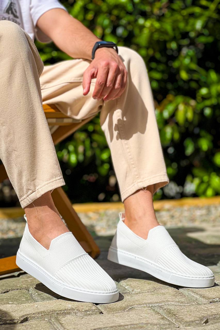 ZRK-114 Premium Beyaz Triko Nefes Alan Ortopedik Bağcıksız Erkek Espadril