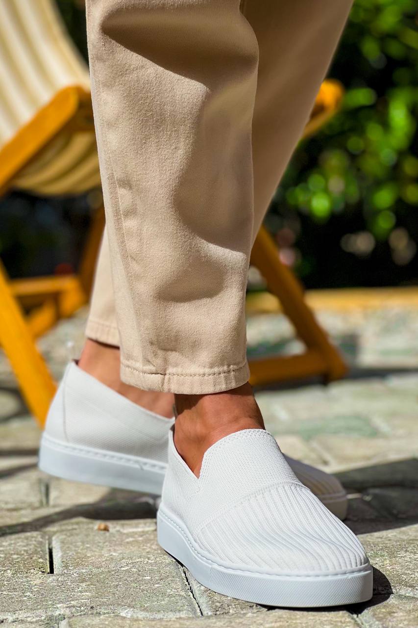 ZRK-114 Premium Beyaz Triko Nefes Alan Ortopedik Bağcıksız Erkek Espadril