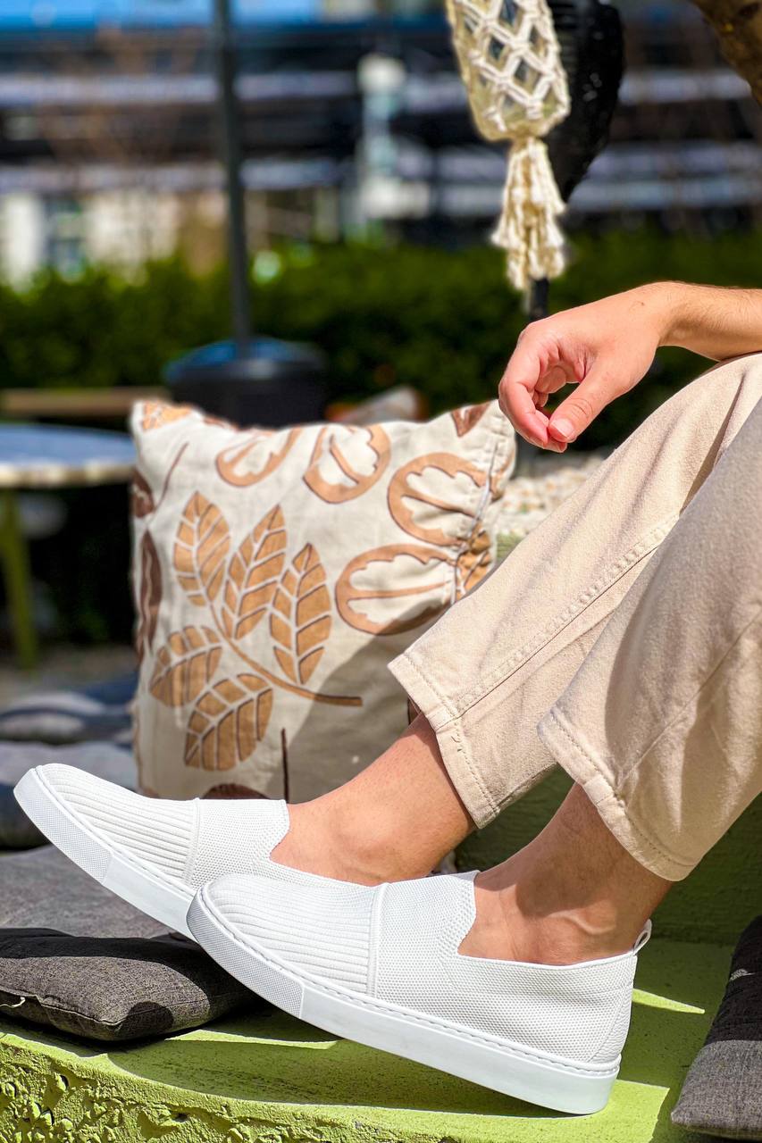 ZRK-114 Premium Beyaz Triko Nefes Alan Ortopedik Bağcıksız Erkek Espadril