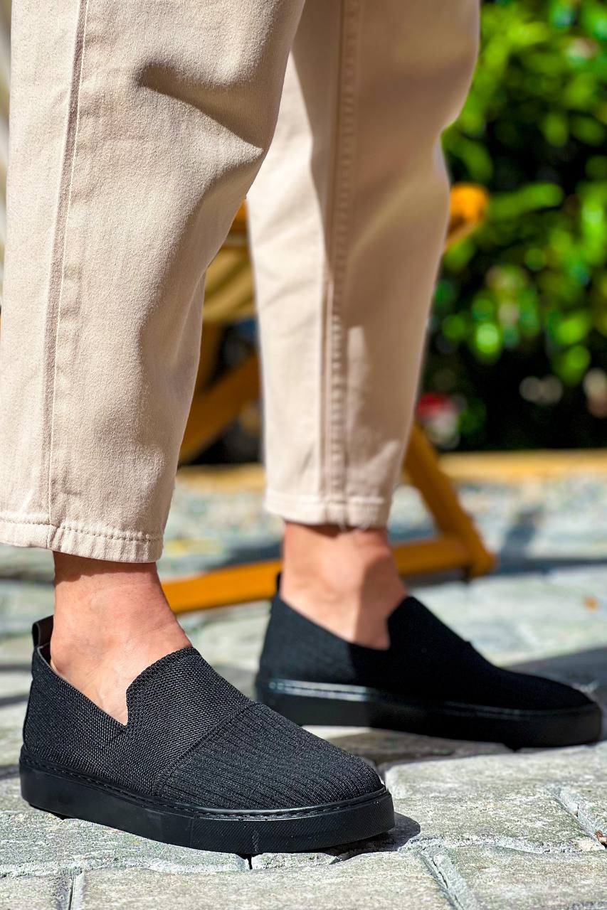 ZRK-114 Premium Siyah Triko Nefes Alan Ortopedik Bağcıksız Erkek Espadril