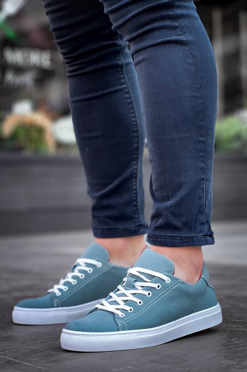 ZRK-X122 Yüksek Kalite Bebe Mavi Süet Ortopedik Taban Bağcıklı Erkek Sneaker
