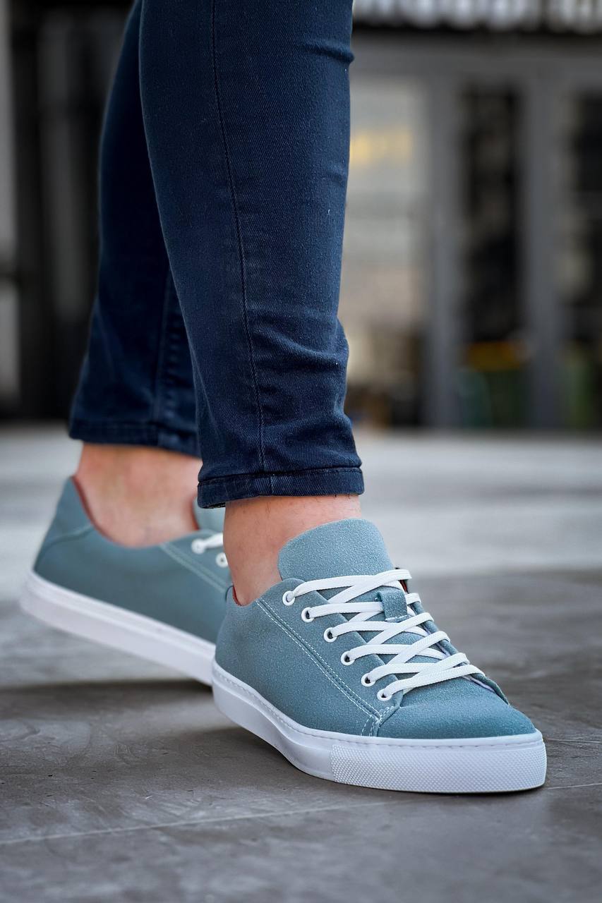 ZRK-X122 Yüksek Kalite Bebe Mavi Süet Ortopedik Taban Bağcıklı Erkek Sneaker