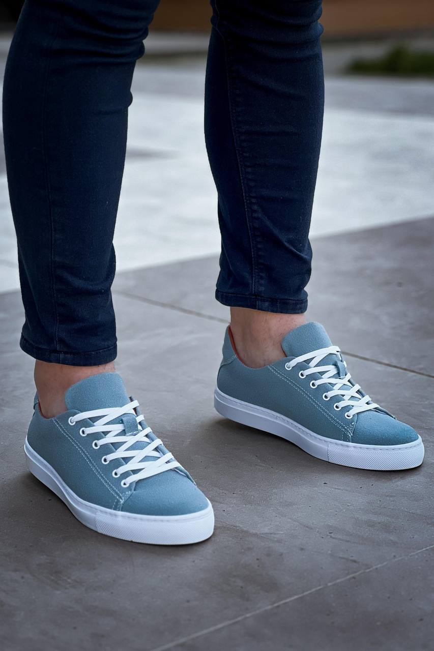 ZRK-X122 Yüksek Kalite Bebe Mavi Süet Ortopedik Taban Bağcıklı Erkek Sneaker