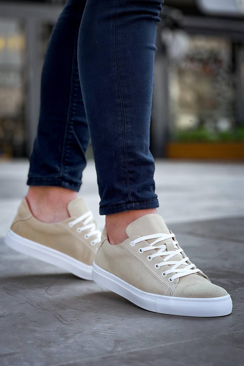 ZRK-X122 Yüksek Kalite Bej Süet Ortopedik Taban Bağcıklı Erkek Sneaker