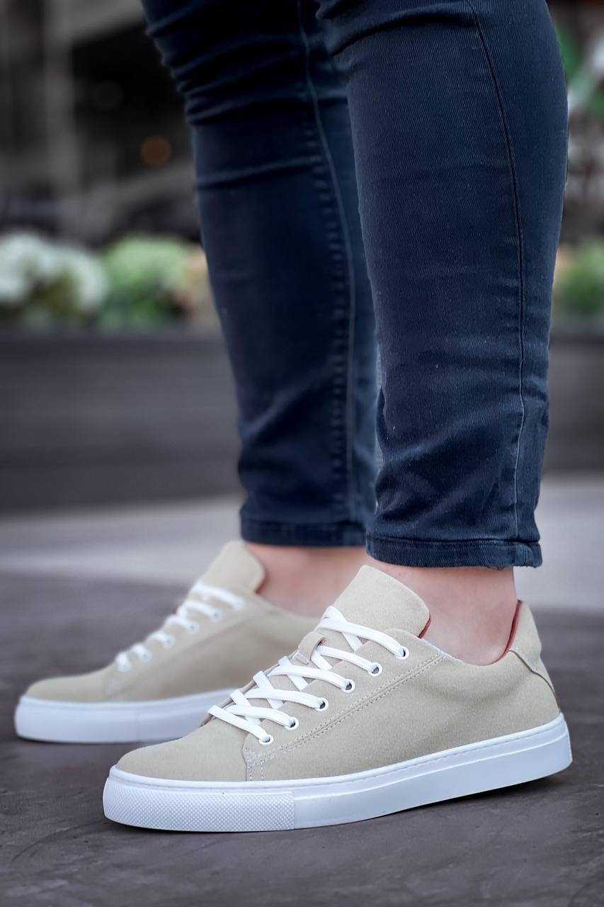 ZRK-X122 Yüksek Kalite Bej Süet Ortopedik Taban Bağcıklı Erkek Sneaker