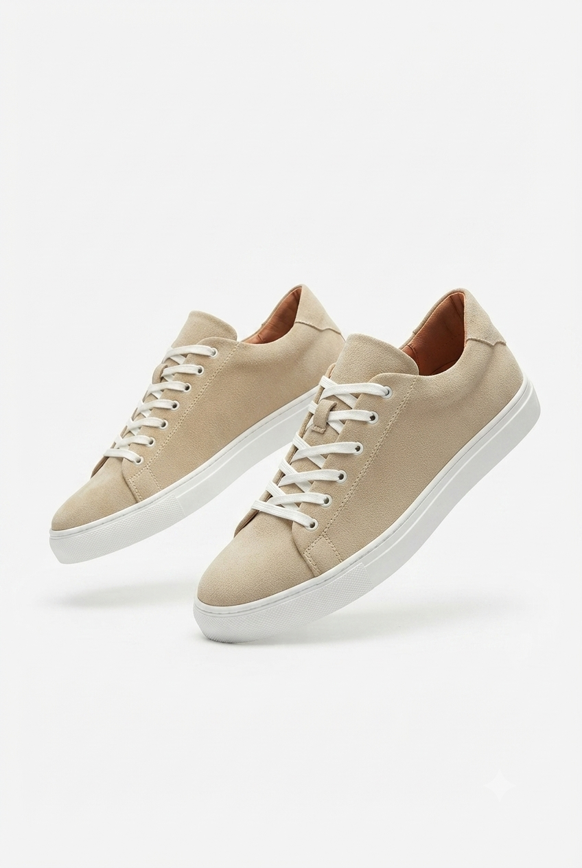 ZRK-X122 Yüksek Kalite Bej Süet Ortopedik Taban Bağcıklı Erkek Sneaker