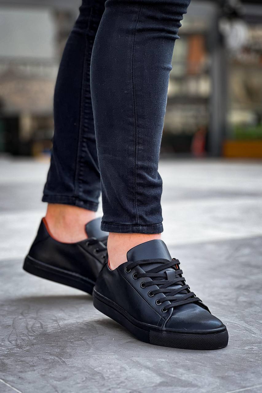 ZRK-X122 Yüksek Kalite Siyah Ortopedik Taban Bağcıklı Erkek Sneaker