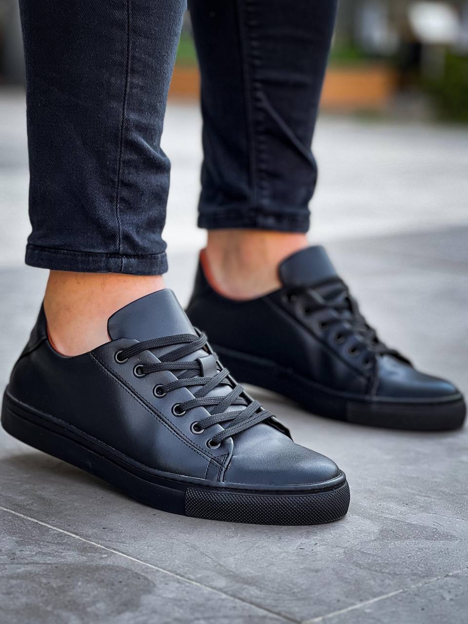 ZRK-X122 Yüksek Kalite Siyah Ortopedik Taban Bağcıklı Erkek Sneaker