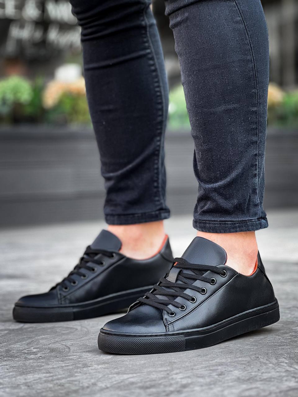 ZRK-X122 Yüksek Kalite Siyah Ortopedik Taban Bağcıklı Erkek Sneaker