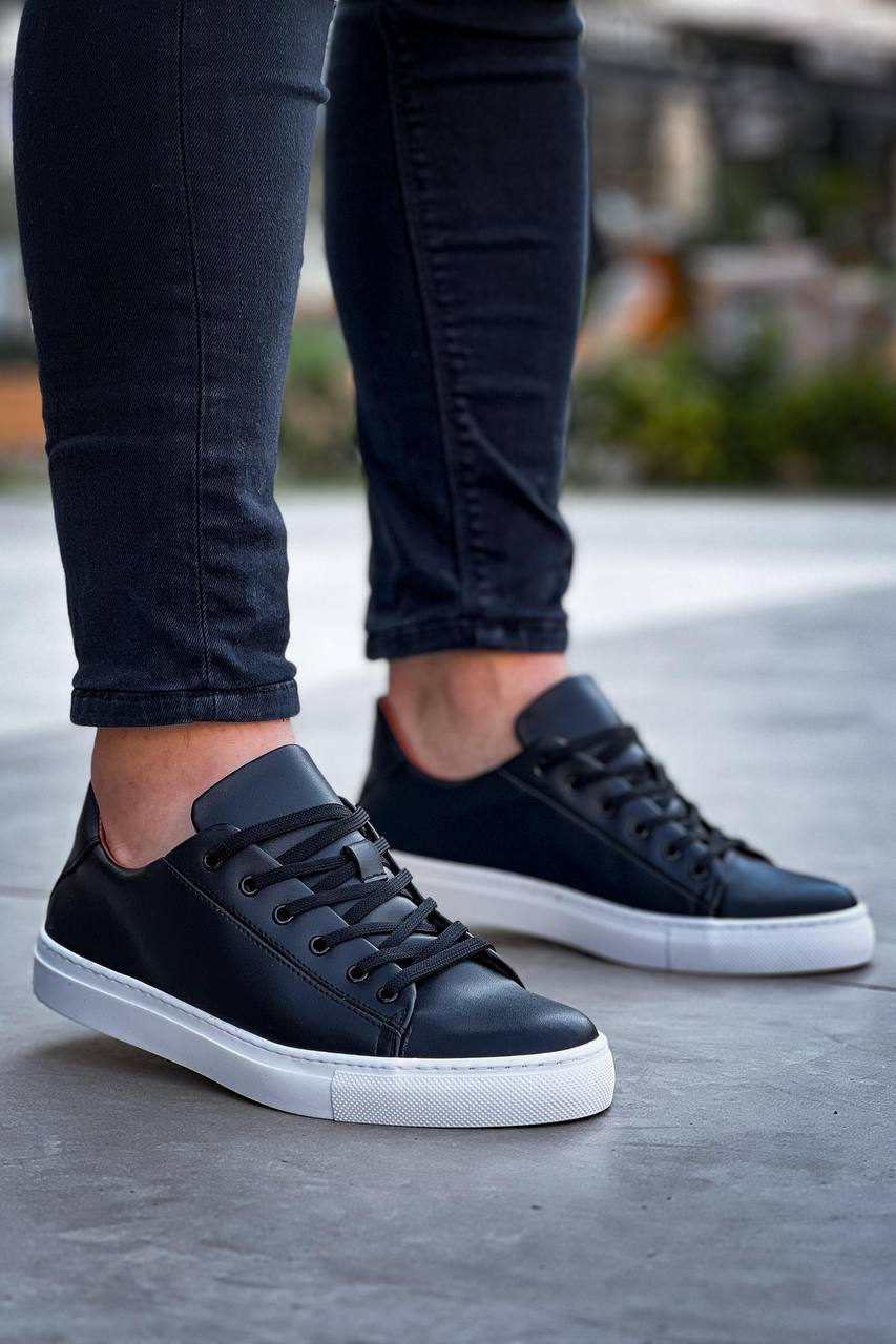 ZRK-X122 Yüksek Kalite Siyah Beyaz Ortopedik Taban Bağcıklı Erkek Sneaker