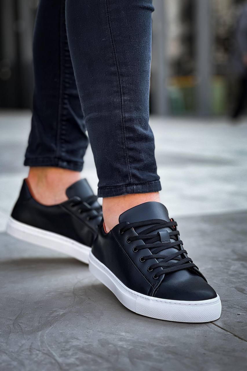 ZRK-X122 Yüksek Kalite Siyah Beyaz Ortopedik Taban Bağcıklı Erkek Sneaker