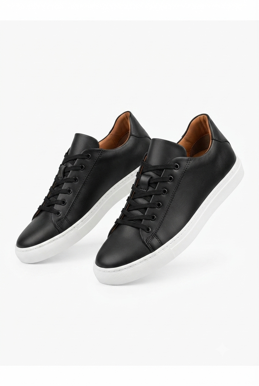 ZRK-X122 Yüksek Kalite Siyah Beyaz Ortopedik Taban Bağcıklı Erkek Sneaker