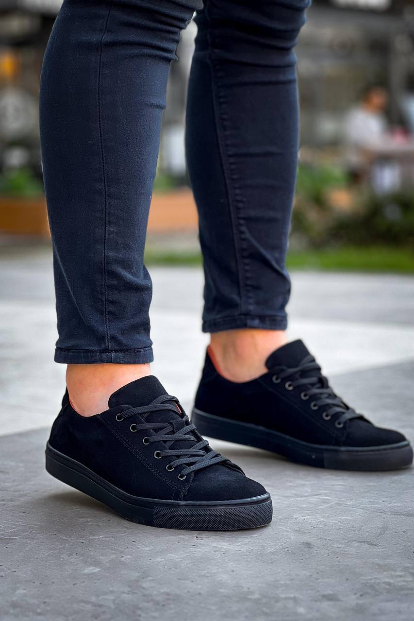 ZRK-X122 Yüksek Kalite Siyah Süet Ortopedik Taban Bağcıklı Erkek Sneaker