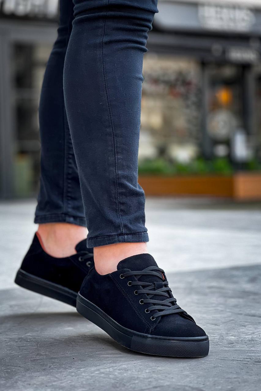ZRK-X122 Yüksek Kalite Siyah Süet Ortopedik Taban Bağcıklı Erkek Sneaker