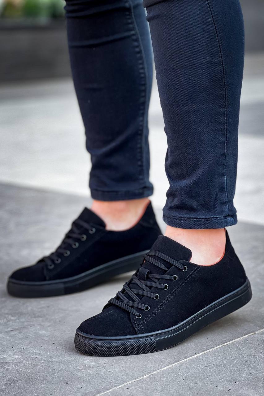 ZRK-X122 Yüksek Kalite Siyah Süet Ortopedik Taban Bağcıklı Erkek Sneaker