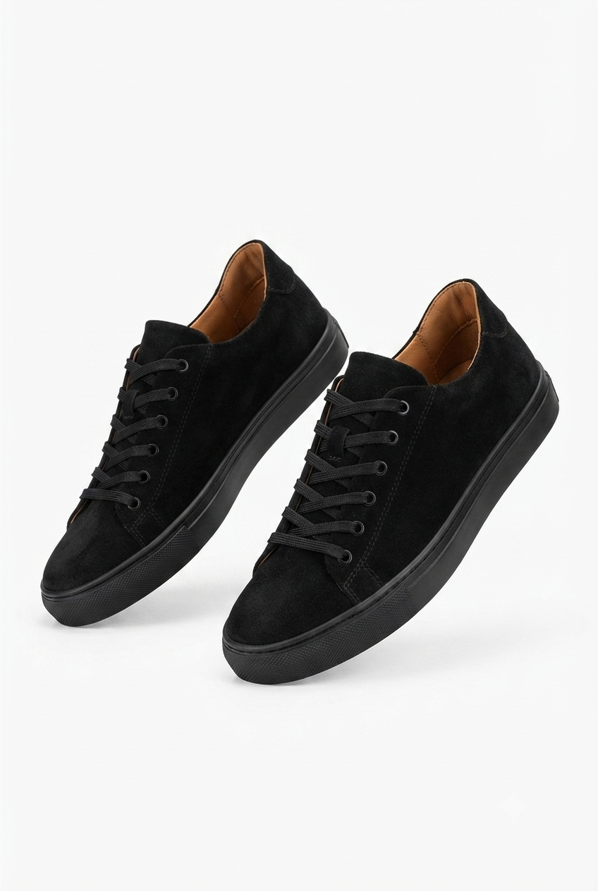 ZRK-X122 Yüksek Kalite Siyah Süet Ortopedik Taban Bağcıklı Erkek Sneaker