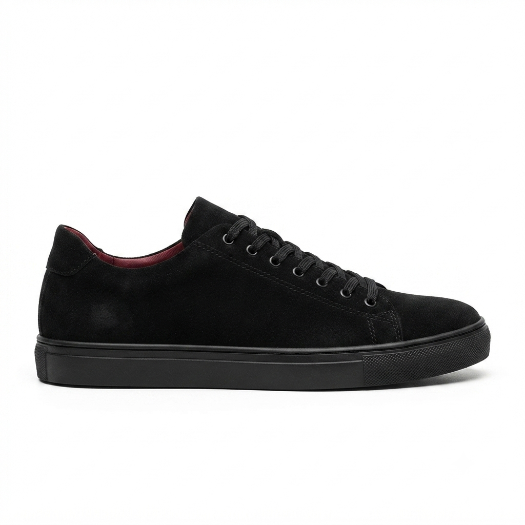 ZRK-X122 Yüksek Kalite Siyah Süet Ortopedik Taban Bağcıklı Erkek Sneaker