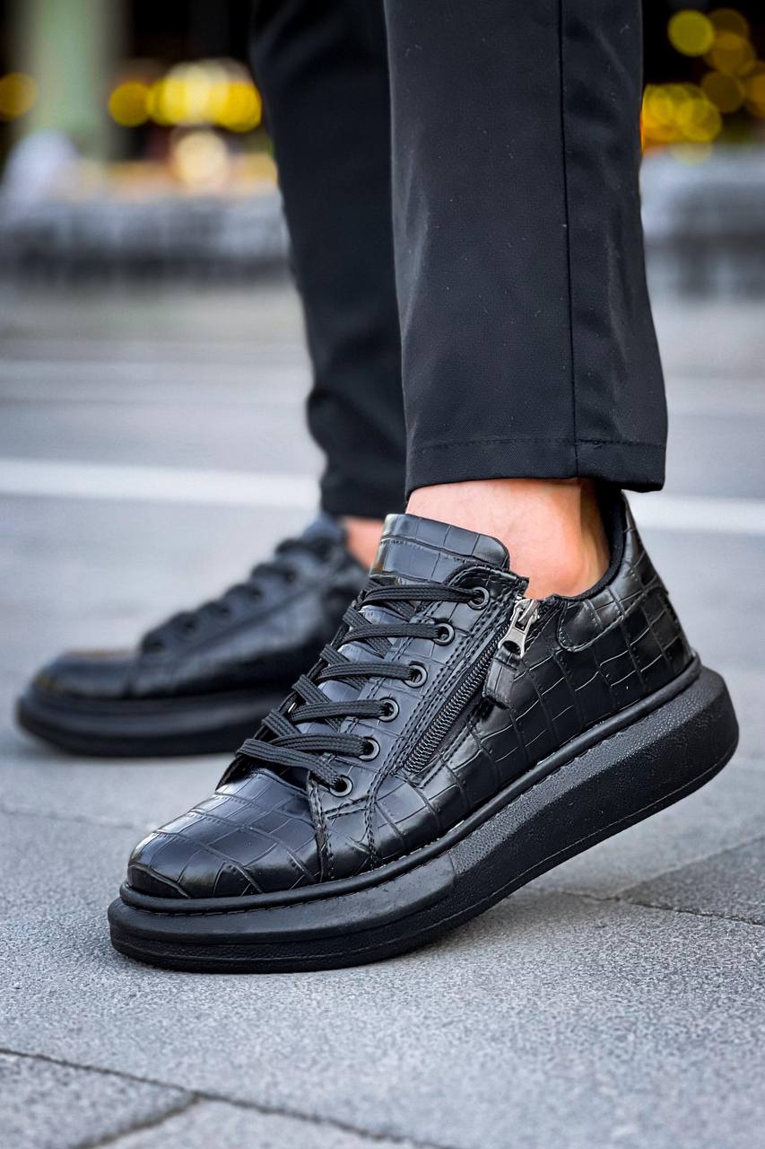 ZRK-X309 Premium Alexandre Siyah Fermuar ve Bağcıklı Günlük Erkek Sneakers