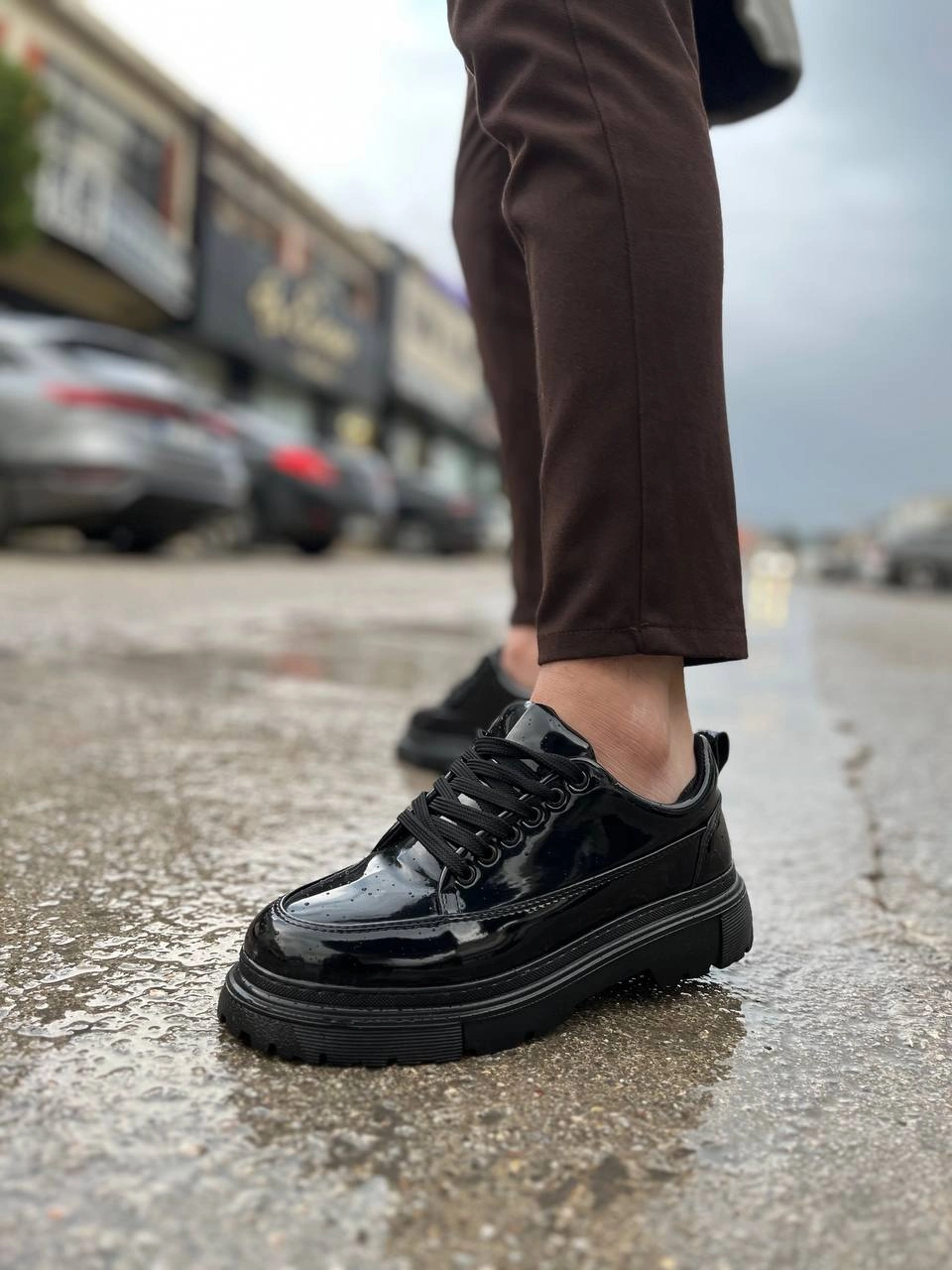 ZRK-702 Premium Siyah Rugan Günlük Erkek Casual Sneaker