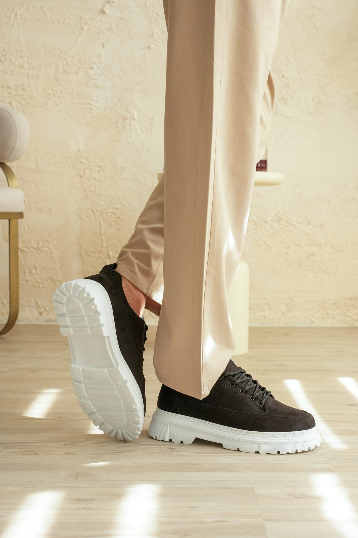ZRK-702 Premium Siyah Beyaz Süet Günlük Erkek Casual Sneaker