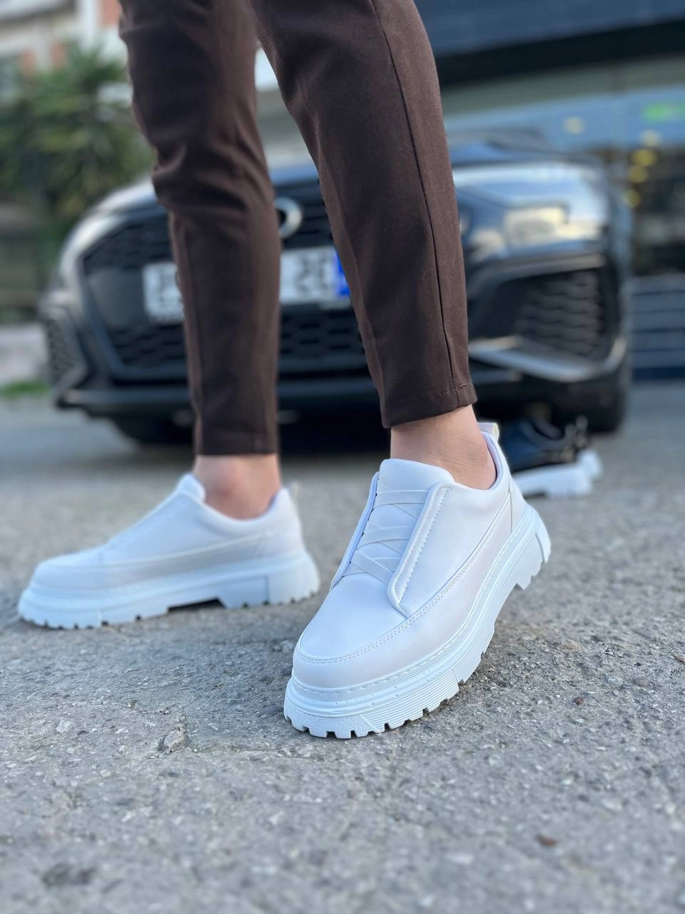 ZRK-703 Premium Beyaz Lastikli Günlük Erkek Casual Ayakkabı