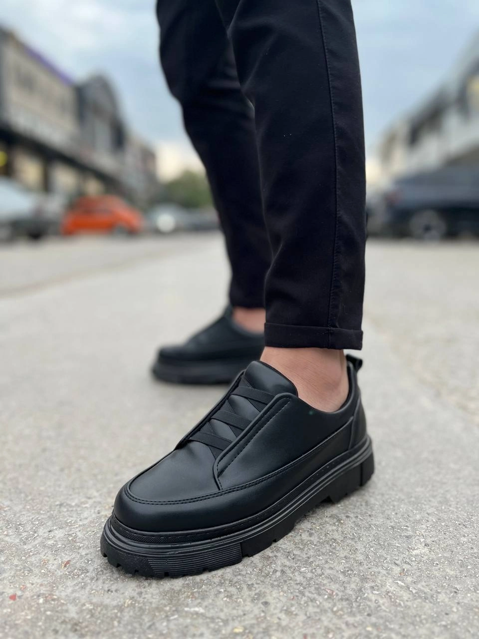 ZRK-703 Premium Siyah Lastikli Günlük Erkek Casual Ayakkabı
