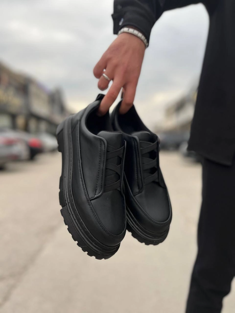ZRK-703 Premium Siyah Lastikli Günlük Erkek Casual Ayakkabı