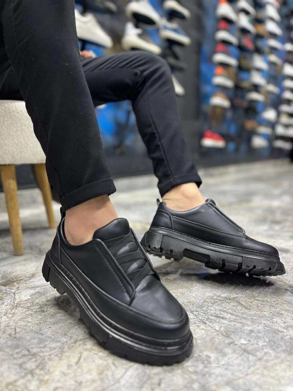 ZRK-703 Premium Siyah Lastikli Günlük Erkek Casual Ayakkabı
